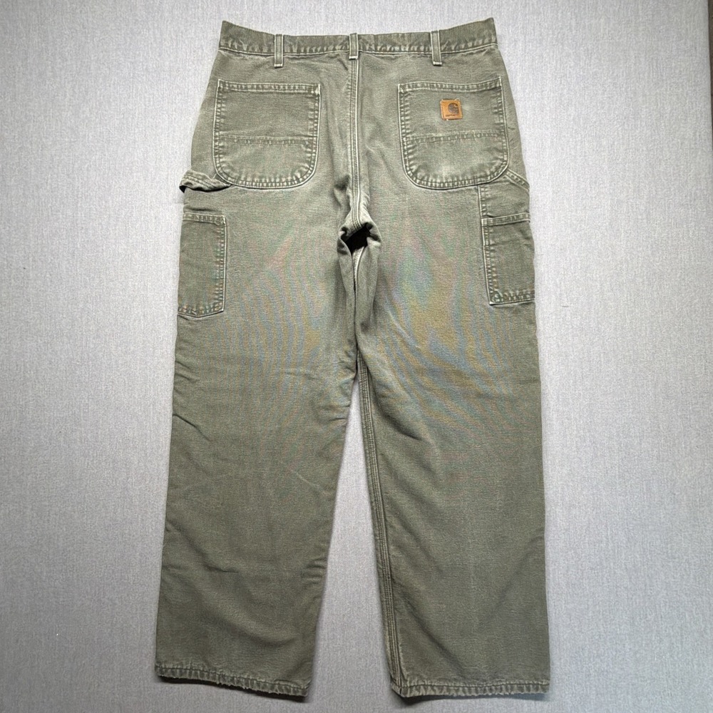Vintage‎ Carhartt Flannel Lined Canvas Pants Mens 34x29 B111 MOS Faded